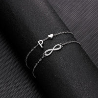 Thumbnail for Bohemia A-Z Letter Initial Anklet For Women Silver Color Initial Heart