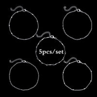 Thumbnail for 5Pcs/Set Ankle Bracelet Anklet Multi-layer Bead Chain Anklet Bracelets