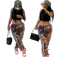 Thumbnail for Sexy Tassel Long Pencil Pants Fashion Printed Bottoms Leggings Women