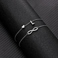 Thumbnail for Bohemia A-Z Letter Initial Anklet For Women Silver Color Initial Heart