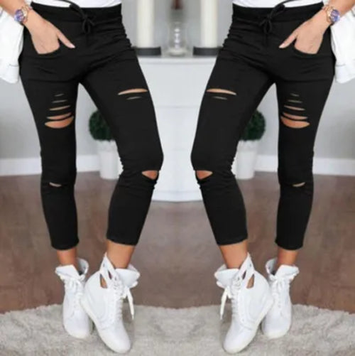 New Ripped Jeans for Women Women Big Size Ripped Trousers Stretch