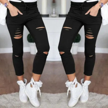 New Ripped Jeans for Women Women Big Size Ripped Trousers Stretch