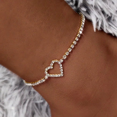 Huitan Rhinestone Chain Women's Anklets Silver Color/Gold Color Luxury