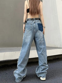 Thumbnail for 2023 Korean Y2K Multi Pockets Washed Blue Baggy Stacked Cargo Jeans