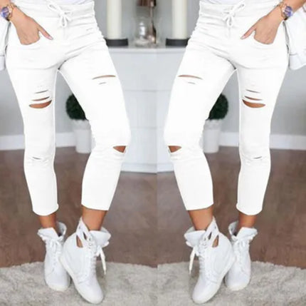 New Ripped Jeans for Women Women Big Size Ripped Trousers Stretch