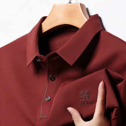 New Brand Embroidered Fashion Men Ice Silk Polo Shirt 2024 Spring
