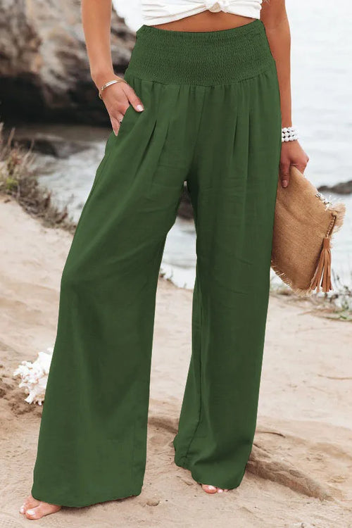 Women's Wide Leg Pants Summer Solid Loose Casual Vintage Cotton Linen