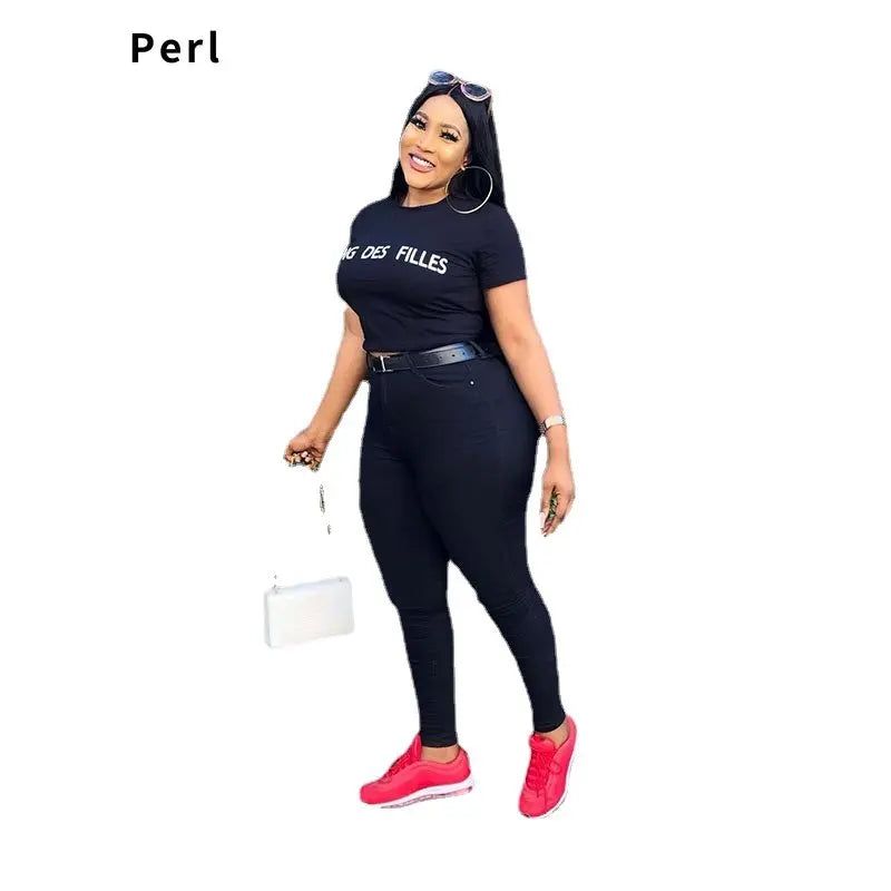 Perl Plus Size Black Jean for Women Casual High Waist Button Zipper