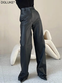 Thumbnail for New In PU Faux Leather Pants Women High Waist Fleece Lined Winter