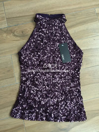 Thumbnail for Sequins Women Fashion Shimmer Flashy Embellished High Quality Halter