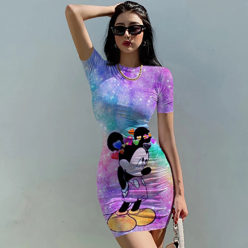 Disney Sexy Minnie Mickey Mouse Cartoon Print Bodycon Slim Pencil