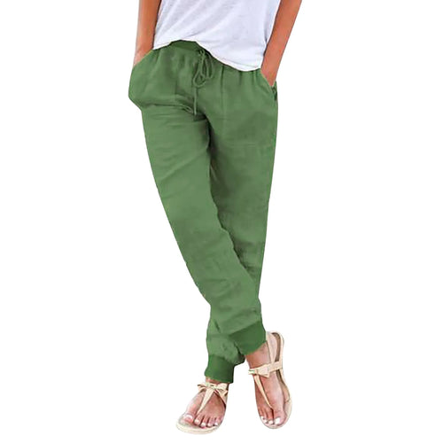 Tops Cotton Linen Drawstring Y2k Cargo Pants Women Streetwear Elastic