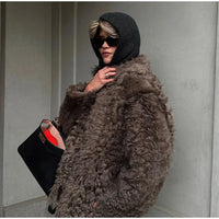 Thumbnail for Women Fashion Warm Faux Fur Coat 2023 Winter Turn-down Collar Long