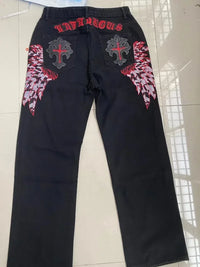 Thumbnail for American retro jeans with embroidery decoration for men and women