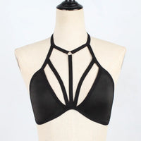 Thumbnail for Women Summer Underwear, Solid Color Cross Strappy Hanging Neck