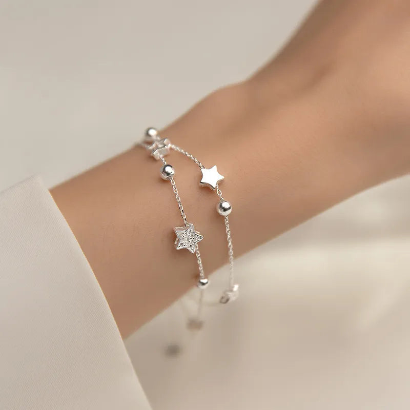 VENTFILLE 925 Sterling Silver Star Bracelet Fashion Korean