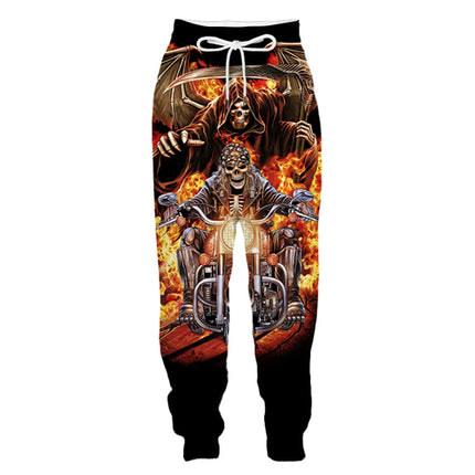 New 3D Print Causal  Fire Burning Skull Motorcycle Clothing   Fashion