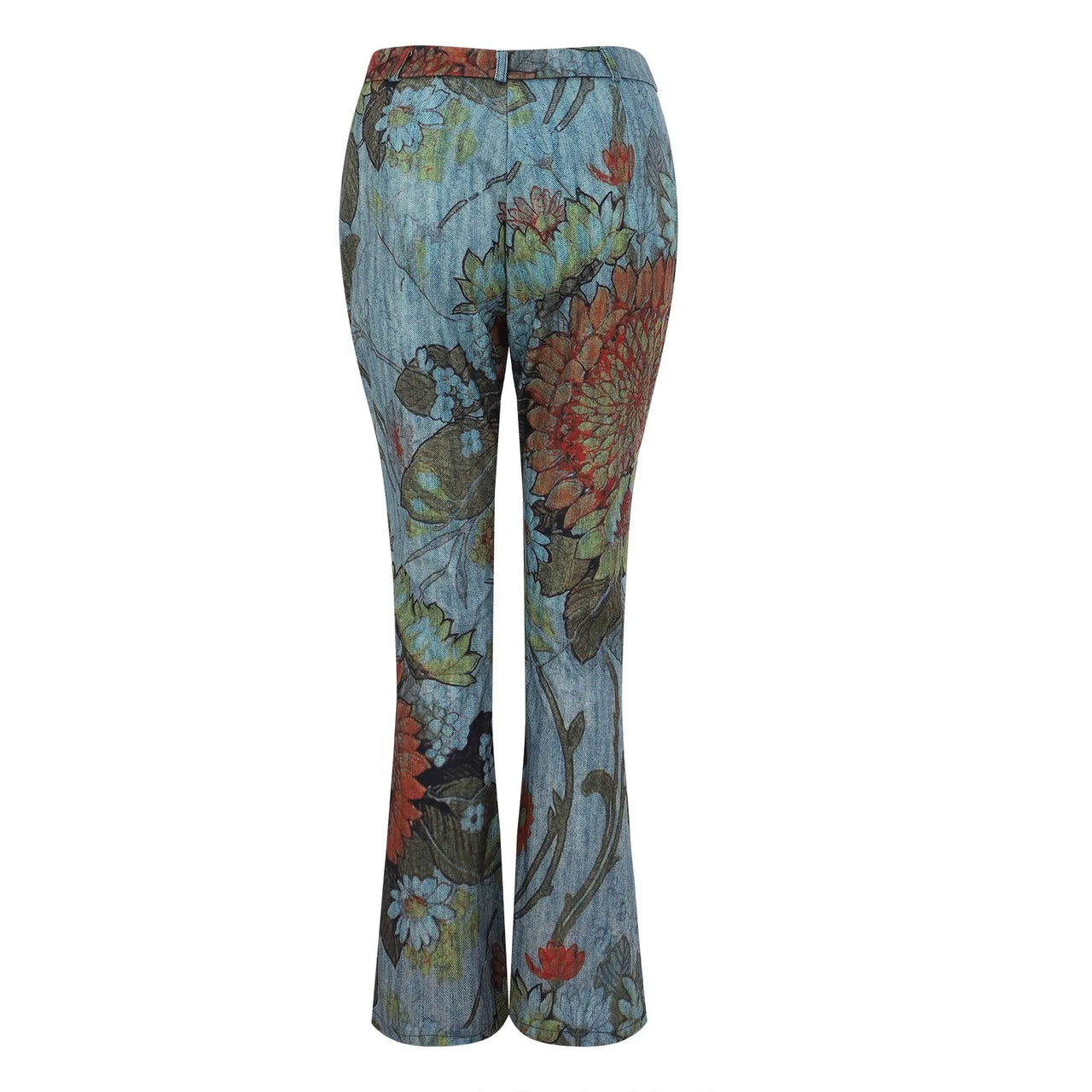 Women's Floral Printed Y2K Vintage Jeans Denim Pants Trousers