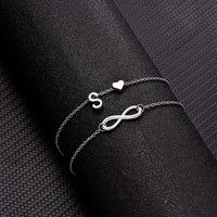 Thumbnail for Bohemia A-Z Letter Initial Anklet For Women Silver Color Initial Heart