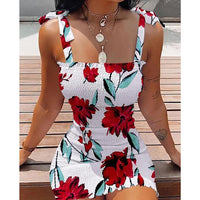 Thumbnail for Floral Tight Camisole Dress For Women 2024 Spring Summer Beach  Female