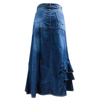 Thumbnail for Fashion Women's Denim Skirt New High Waist Irregular Spliced Blue Maxi