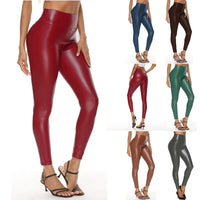 Thumbnail for Colorful Faux Leather Pants Women High Waist Skinny Hip Lifting