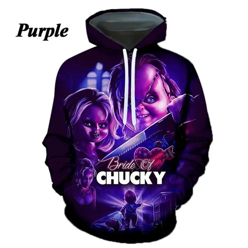 Horror Movie Bride Of Chucky Graphic Hoodies for Men Clothing Unisex