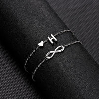 Thumbnail for Bohemia A-Z Letter Initial Anklet For Women Silver Color Initial Heart