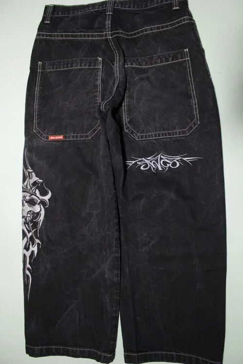 American retro jeans with embroidery decoration for men and women