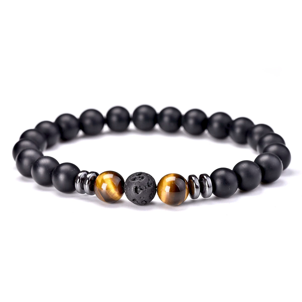 8mm 3 pcs/Set Natural Stone Beads Bracelet For Men Tiger Eys Black