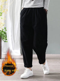 Thumbnail for Velvet Warm Winter Pants for Women Elastic Waist Corduroy Harem Pant