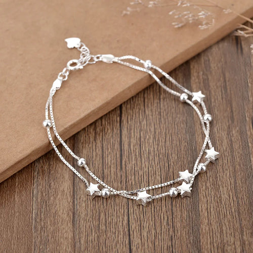 VENTFILLE 925 Sterling Silver Star Bracelet Fashion Korean