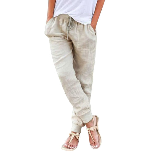 Tops Cotton Linen Drawstring Y2k Cargo Pants Women Streetwear Elastic