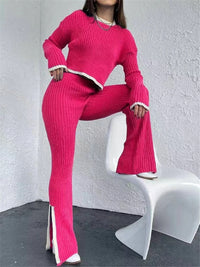 Thumbnail for REALEFT Autumn Winter 2 Pieces Women's Oufit Sets Knitted Tracksuit