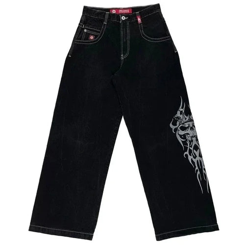 Hip Hop Rock Embroidery Pattern JNCO Jeans Men Women 2023 New Fashion