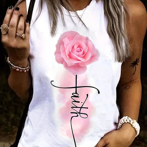 Women's Sleeveless Vest White T-shirt