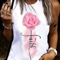 Thumbnail for Women's Sleeveless Vest White T-shirt