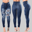 New Designer Denim Women 2022 High Waist Ripped Jeans for Women Skinny