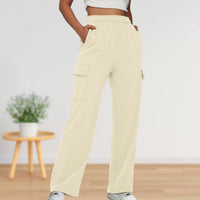 Thumbnail for Elastic Waist Cargo Sweatpants Solid Color Women Straight Leg Pants