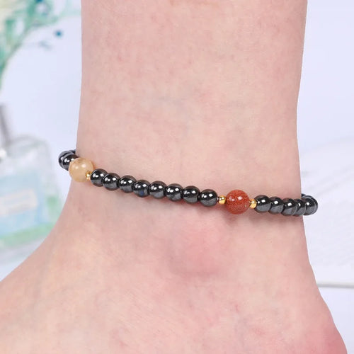 Magnetic Weight Loss Effective Anklet Bracelet Black Gallstone