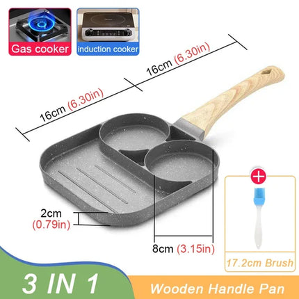 2/4 Hole Frying Pan Pan Thickened Omelette Pan Non-Stick Egg Omelette