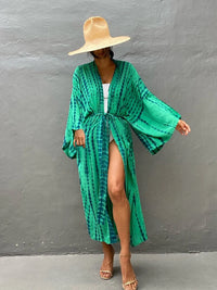 Thumbnail for Fitshinling Tie Dye Cotton Beach Kimono Swimwear Bohemian Oversized