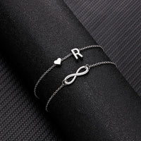 Thumbnail for Bohemia A-Z Letter Initial Anklet For Women Silver Color Initial Heart