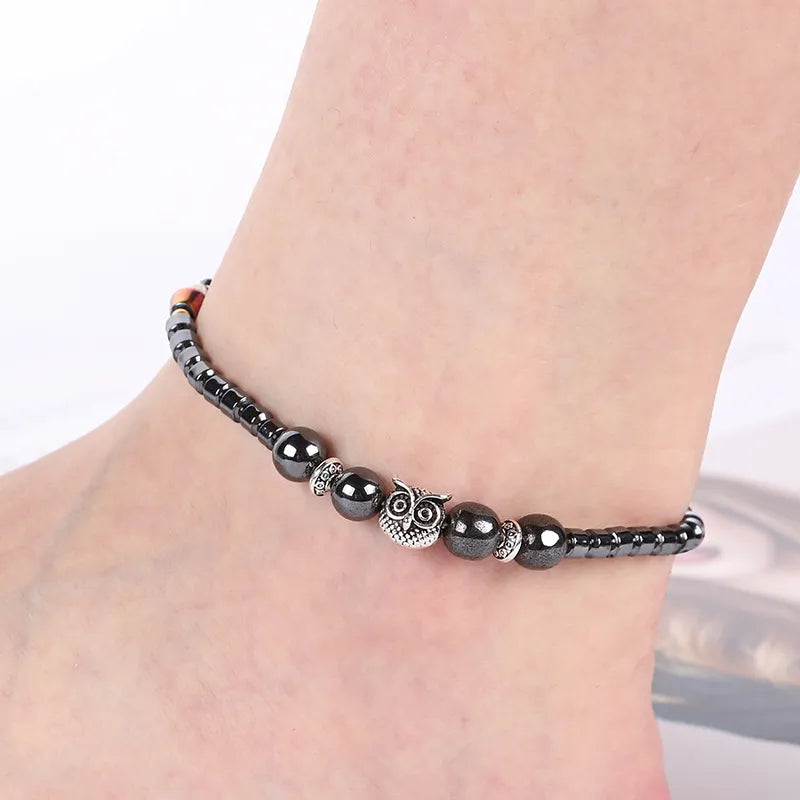 Weight Loss Magnet Anklets for Women Men Owl Animals Stone Magnetic