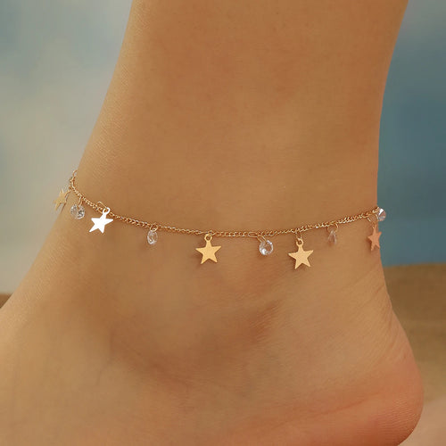 Korean Colorful Beads Chain Anklets Bracelets Women Summer Barefoot