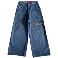 Thumbnail for JNCO Jeans Y2K Harajuku Hip Hop Poker Graphic Retro Blue Baggy Jeans