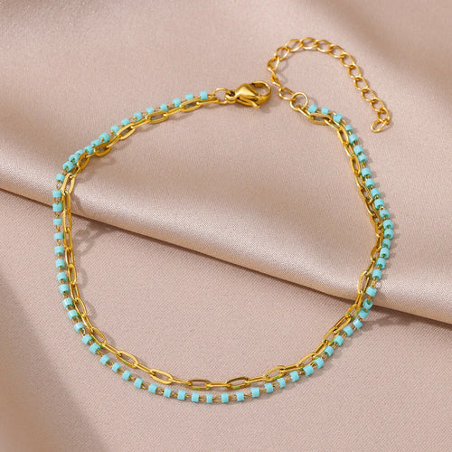 Anklets for Women Summer Beach Accessories Stainless Steel Imitation