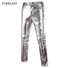 Men's Silver Leather Motorcycle Jeans
