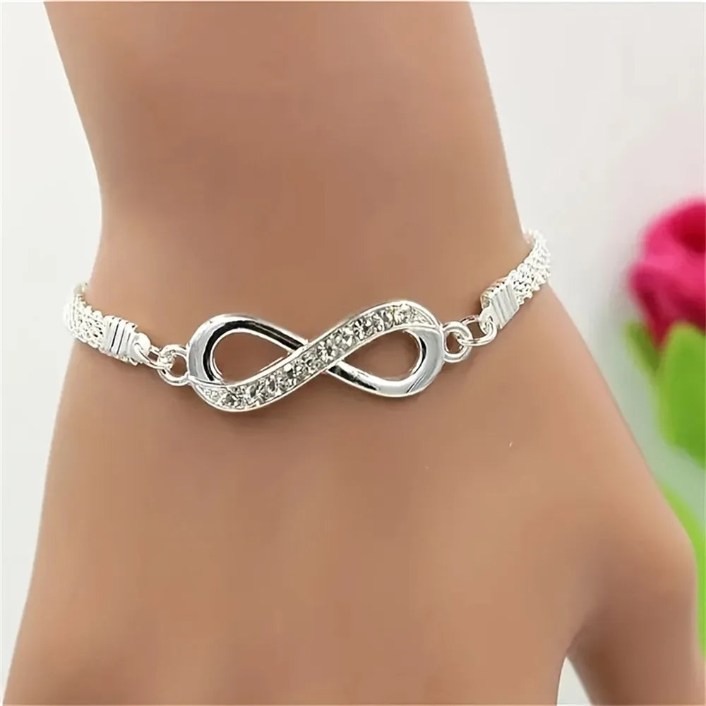 Charm Shiny Infinity 8-character Anklet for Women Silver Color