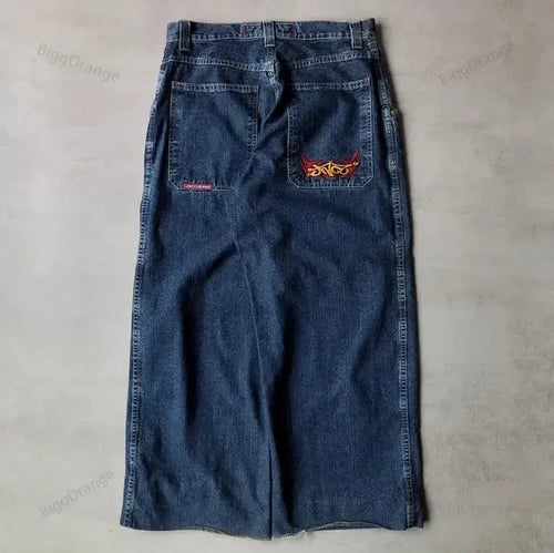 American retro jeans with embroidery decoration for men and women